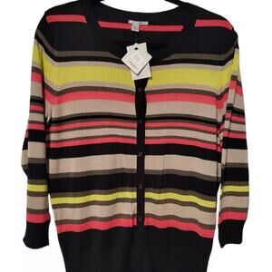Halogen Size Small Color block Stripe Multicolor Cardigan Button Down NWT -Soft